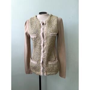 Y2K/90s Vintage Metallic Chanel Style Cardigan by Miss Me Couture - Size Medium